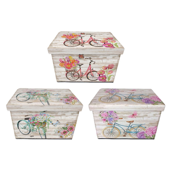 Caja plegable DKD Home Decor Bicicleta Blanco Poliuretano Multicolor Cartón (59 x 40 x 40 cm) (3 pcs)