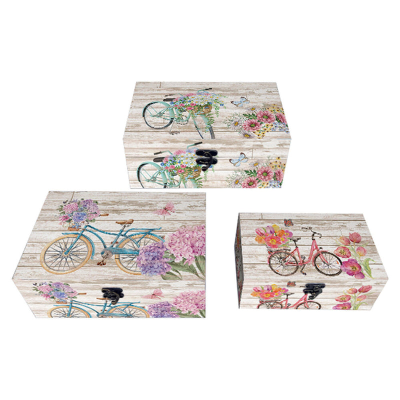 Set di Scatole Decorative DKD Home Decor Bicicletta Poliuretano Legno MDF (30 x 20 x 12 cm) (3 pcs) - zannishop