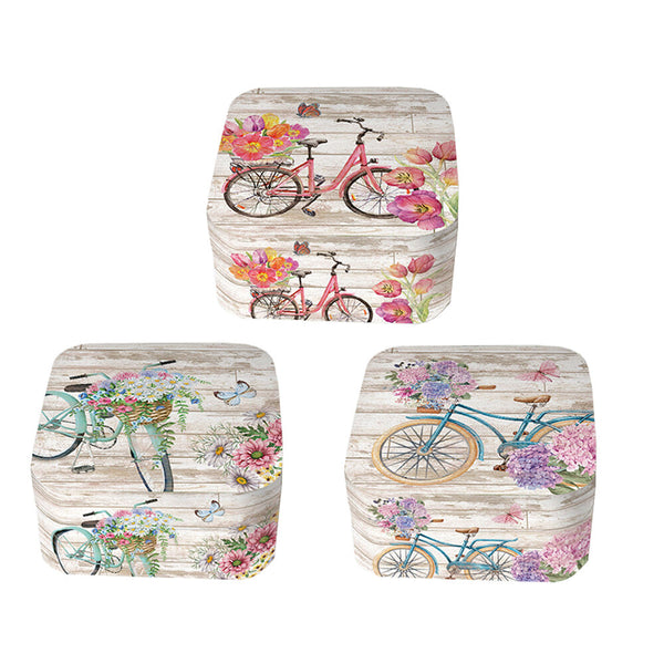 Box-Schmuckkästchen DKD Home Decor Spiegel Fahrrad Polyester Polyurethan Shabby Chic (13.5 x 13.5 x 7 cm) (3 pcs)