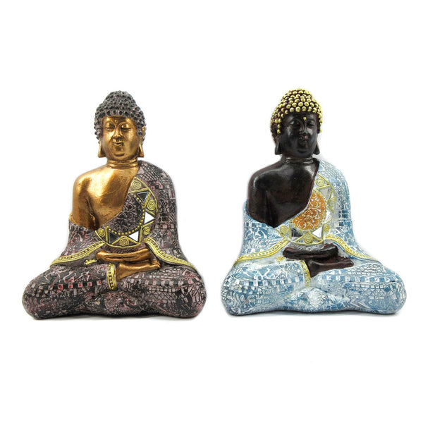 Statua Decorativa DKD Home Decor Buda Resina (13 x 7.6 x 17.5 cm) (2 pcs) - zannishop