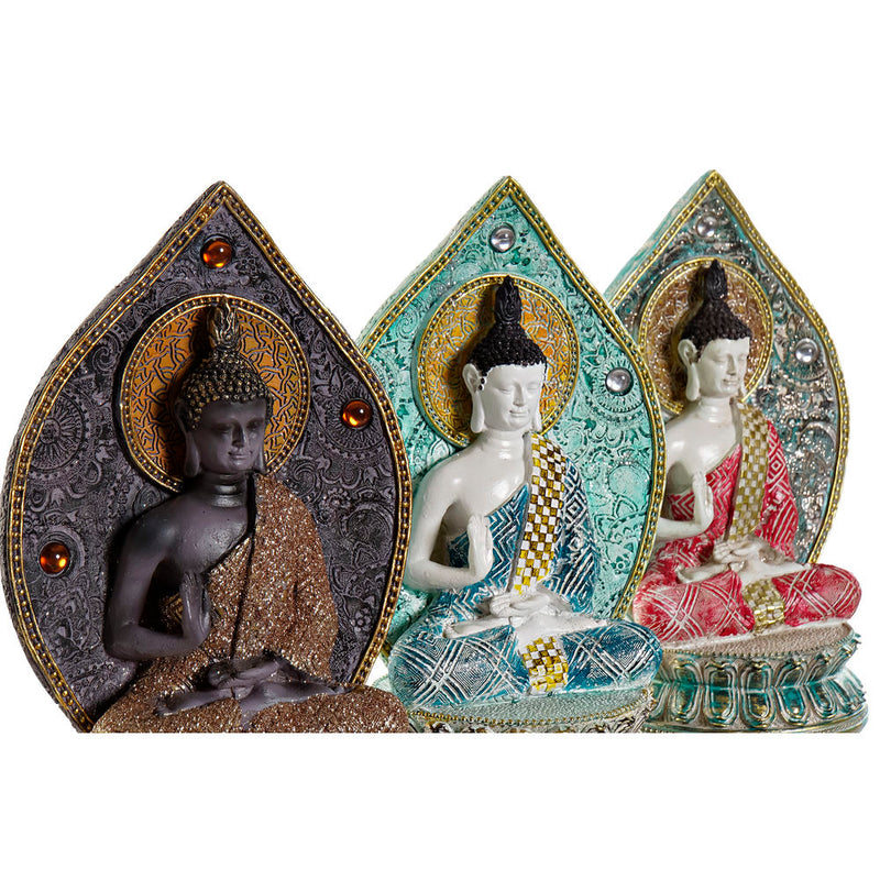 Statua Decorativa DKD Home Decor Buda Resina (14 x 11 x 22.5 cm) (4 pcs) - zannishop