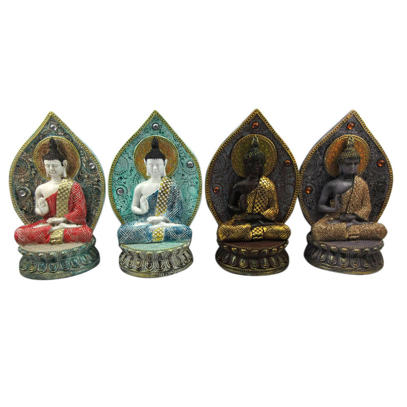 Statua Decorativa DKD Home Decor Buda Resina (14 x 11 x 22.5 cm) (4 pcs) - zannishop