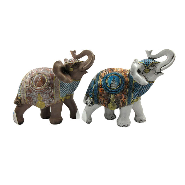 Statua Decorativa DKD Home Decor Resina Elefant (2 pcs) (24 x 10 x 21.5 cm) - zannishop