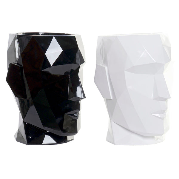 DKD Home Decor Vase en résine blanche noire (29 x 26 x 34,5 cm) (2 pc)