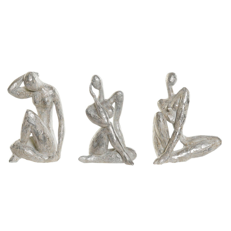 Statua Decorativa DKD Home Decor Donna Argentato Resina (3 pcs) (16 x 8 x 21 cm) - zannishop