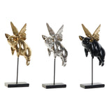 Statua Decorativa DKD Home Decor Argentato Nero Dorato Metallo Resina Maiale (14 x 15 x 32 cm) (3 pcs) - zannishop