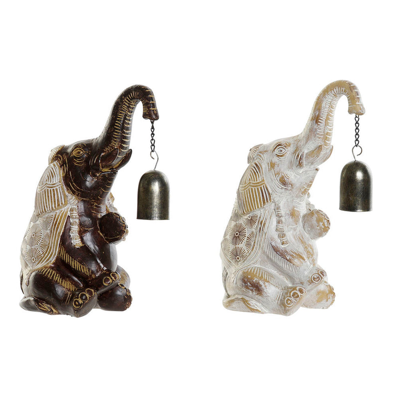 Statua Decorativa DKD Home Decor Elefant Metallo Marrone Bianco Resina (16 x 12 x 22.5 cm) (2 pcs) - zannishop