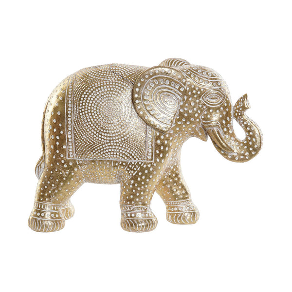 Statua Decorativa DKD Home Decor Elefant Dorato Bianco Resina (28.5 x 11.5 x 20.5 cm) - zannishop