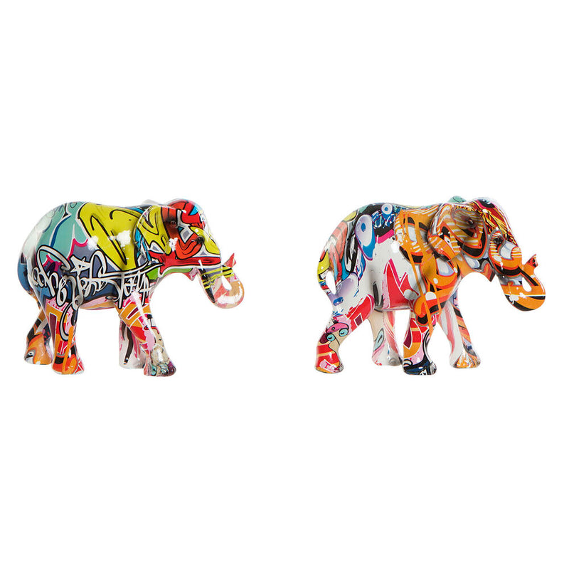 Statua Decorativa DKD Home Decor Elefant Resina (17 x 7 x 13 cm) (2 pcs) - zannishop