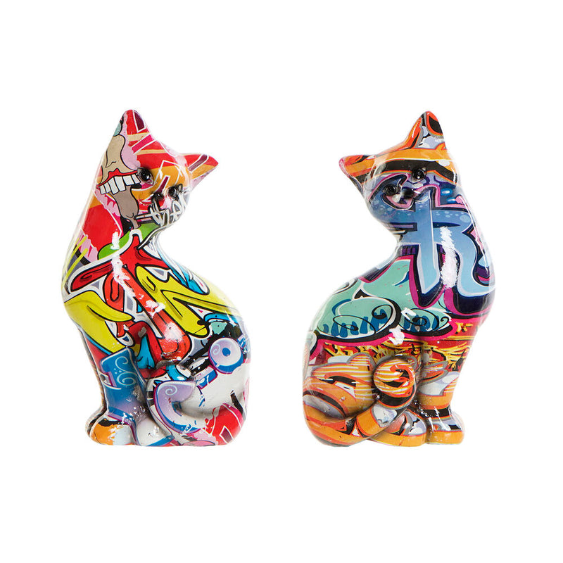 Statua Decorativa DKD Home Decor Resina Gatto (10 x 7 x 17 cm) (2 pcs) - zannishop