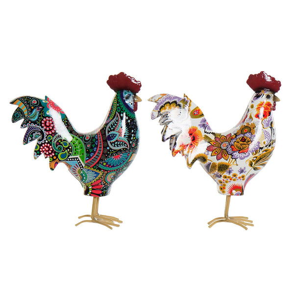 Statua Decorativa DKD Home Decor Metallo Resina Gallo (2 pcs) (15 x 5 x 17 cm) - zannishop