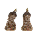 Statua Decorativa DKD Home Decor Dorato Marrone Buda Resina (11 x 10 x 20 cm) (2 pcs) - zannishop