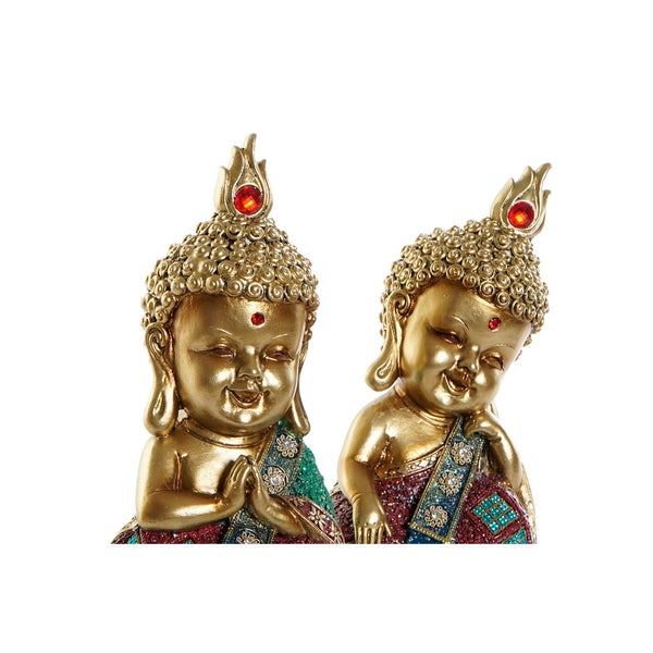 Statua Decorativa DKD Home Decor Dorato Buda Resina (11 x 10 x 21 cm) (2 pcs) - zannishop