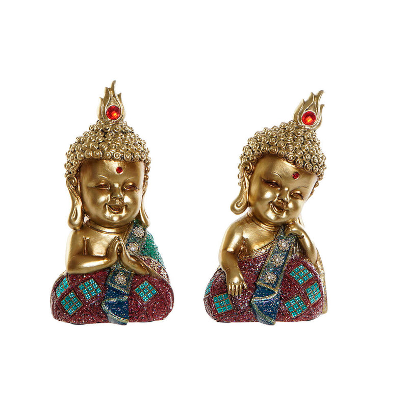 Statua Decorativa DKD Home Decor Dorato Buda Resina (11 x 10 x 21 cm) (2 pcs) - zannishop