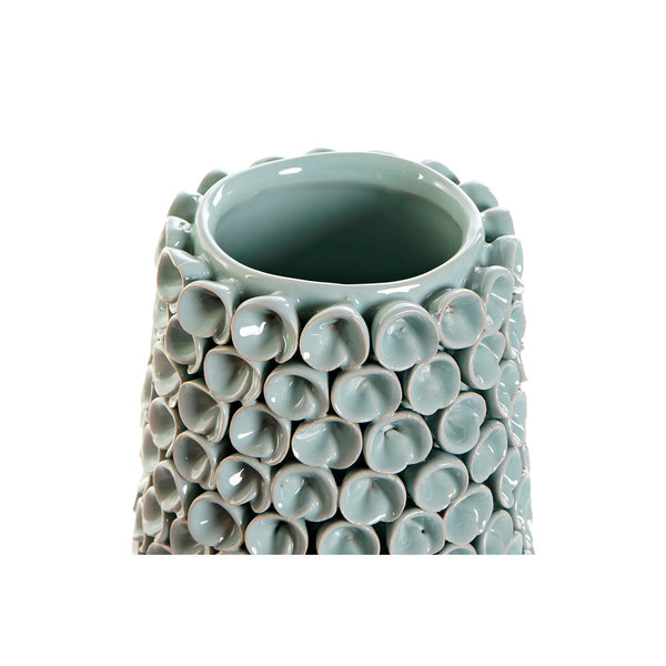 DKD Home Vase Decor Rosa Turquoise Mediterranean Stoneware (2 pcs) (16 x 16 x 22 cm)