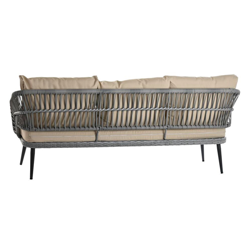 Set Tavolo con 3 Sedie DKD Home Decor Cristallo Nero Grigio Beige Poliestere rattan sintetico Acciaio (178 x 76 x 69 cm)