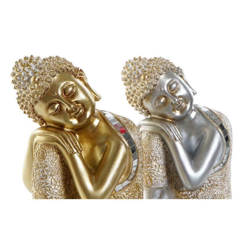 Statua Decorativa DKD Home Decor Argentato Dorato Buda Resina (16 x 16 x 23.5 cm) (2 pcs) - zannishop