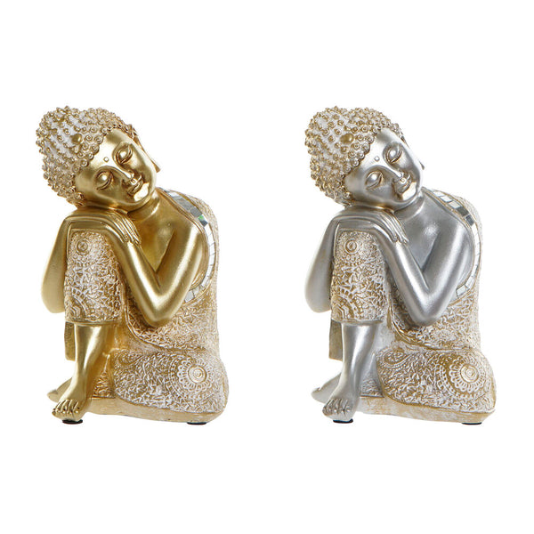 Statua Decorativa DKD Home Decor Argentato Dorato Buda Resina (16 x 16 x 23.5 cm) (2 pcs) - zannishop