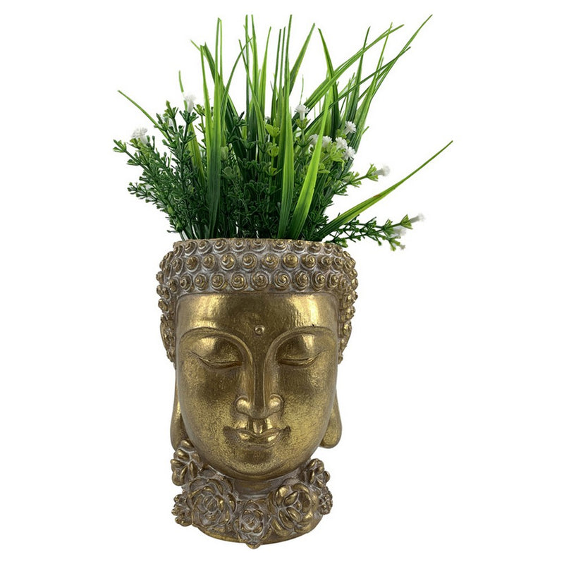 Blumentopf DKD Home Decor Golden Buddha Harz (13.5 x 15.3 x 19 cm) (2 pcs)