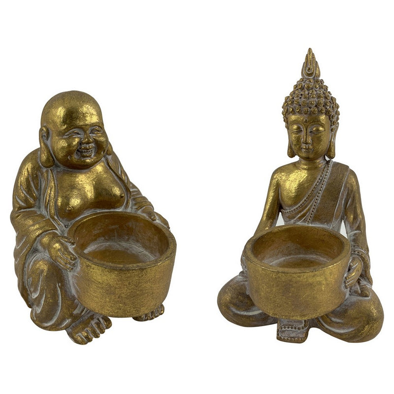 Portacandele DKD Home Decor Buda Resina (9.5 x 8.5 x 21.5 cm) (2 pcs) - zannishop