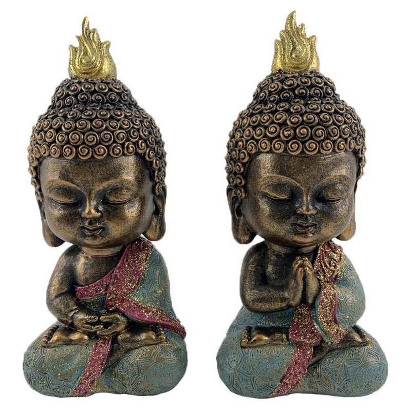 Dekorative Statue DKD Home Decor Buda Resina (9 x 8,5 x 19,5 cm) (2 PCs)