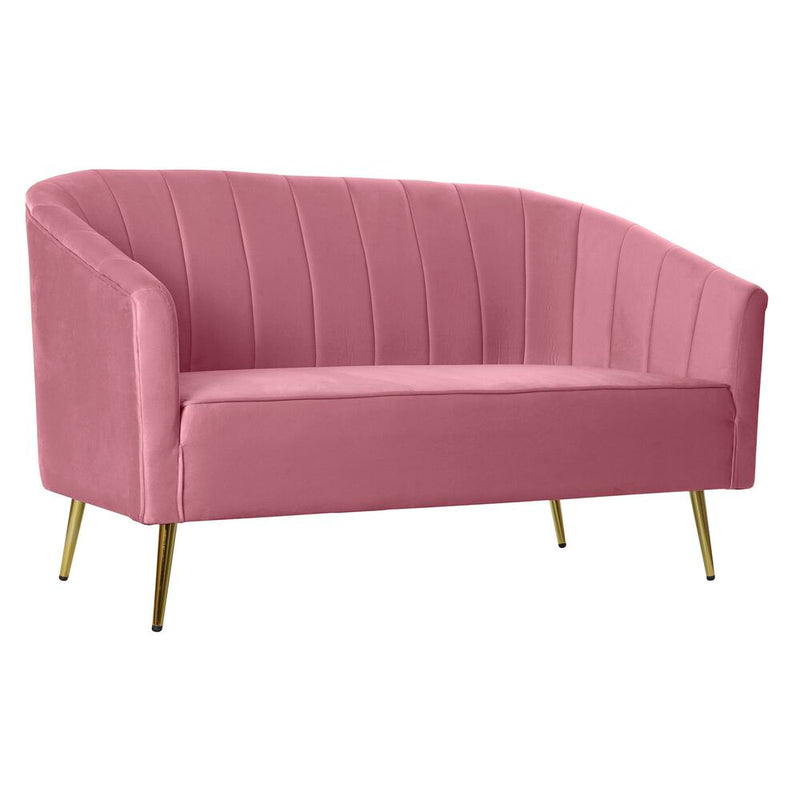 DKD Home Sofa Dekor Rosa Metall Polyester Schwamm Holz MDF (140 x 77 x 81 cm)