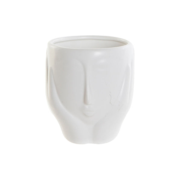 Vaso DKD Home Decor Viso Ceramica Bianco (14 x 14 x 15,5 cm)