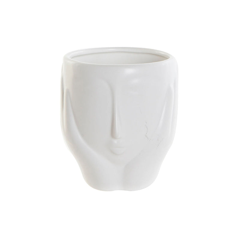 Vaso DKD Home Decor Viso Ceramica Bianco (14 x 14 x 15,5 cm)