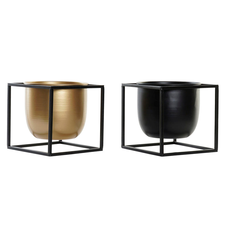 Vaso DKD Home Decor Nero Dorato Metallo (24 x 24 x 24,5 cm) (2 Unità)