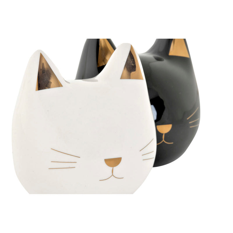 DKD Home Decor Black White Dolomite Gatto (2 PC)