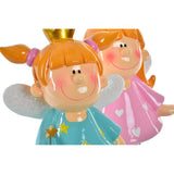 DKD Home Piggy Bank Decor Rosa Fairy Resin Blue Sky (2 PC)