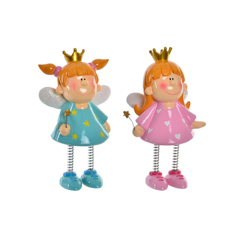 DKD Home Piggy Bank Decor Rosa Fairy Resin Blue Sky (2 PC)