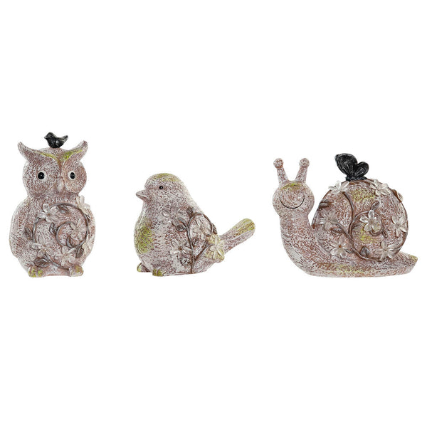 Statua Decorativa DKD Home Decor Natural Rosa Resina animali (20.5 x 10 x 17 cm) (3 pcs) - zannishop