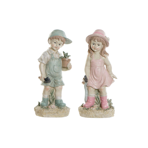 Statua Decorativa DKD Home Decor Azzurro Rosa Resina Bimbo (18 x 15 x 41 cm) (2 pcs) - zannishop