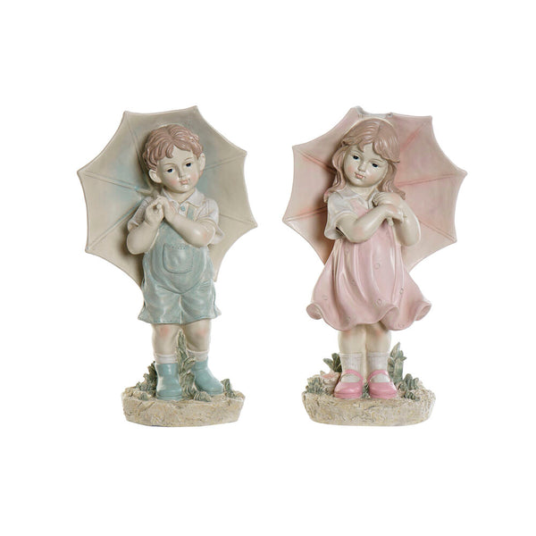 Statua Decorativa DKD Home Decor Azzurro Rosa Resina Bimbo (28 x 20 x 48.5 cm) (2 pcs) - zannishop