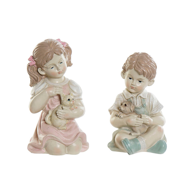 Statua Decorativa DKD Home Decor Resina Bimbo (14.5 x 16 x 26 cm) (2 pcs) - zannishop