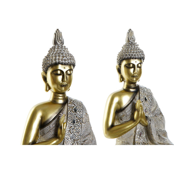 Decorative Figure DKD Home Decor Grey Golden Buddha Resin (26 x 16 x 36.5 cm) (2 pcs) - zannishop