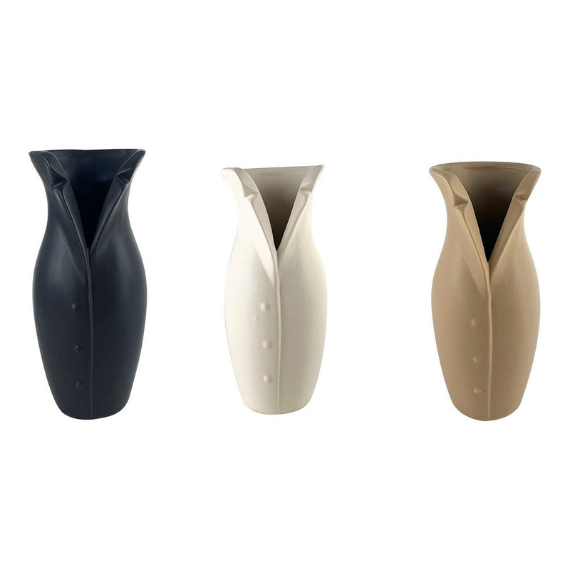 Vase DKD home Decor Porel Elan noir Beige (8,6 x 8,6 x