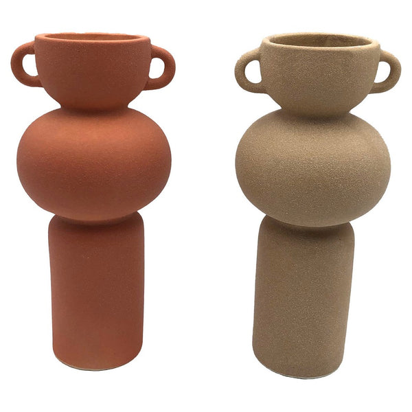 DKD Home Decor Vase Beige Terracotta Dolomite (11,5 x 11,5 x 25,5 cm) (2 pcs)