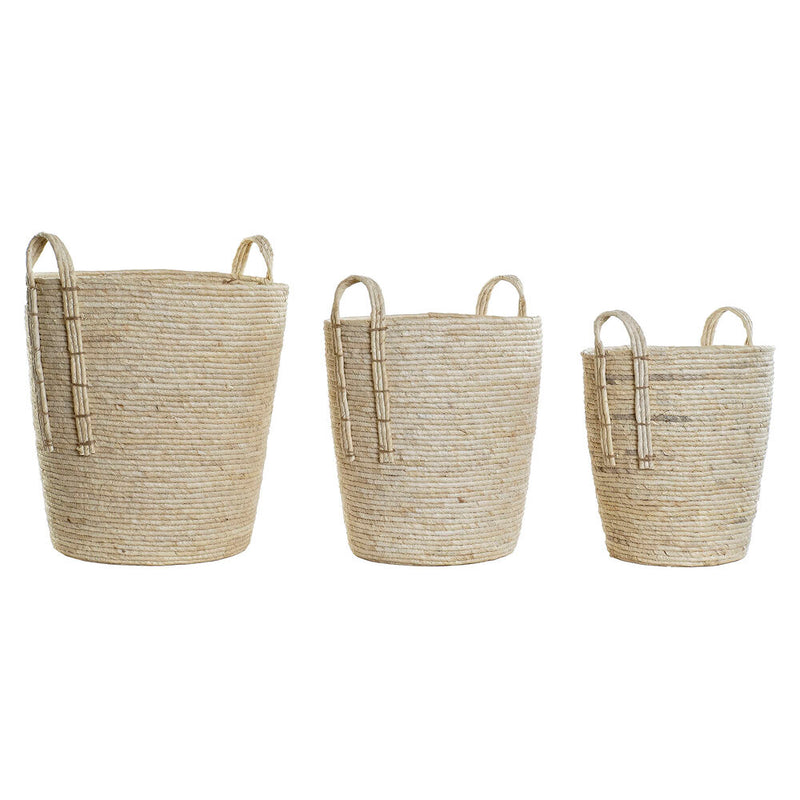 Juego de Cestas DKD Home Decor Fibra Bali (3 pcs) (44 x 44 x 48 cm)