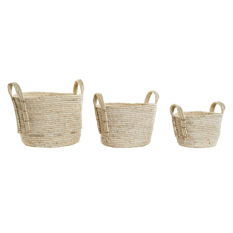 Juego de Cestas DKD Home Decor Fibra Bali (3 pcs) (33 x 33 x 23 cm)