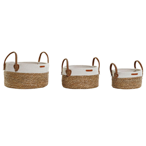 Korb-Set DKD Home Decor Baumwolle Faser Boho (3 pcs)