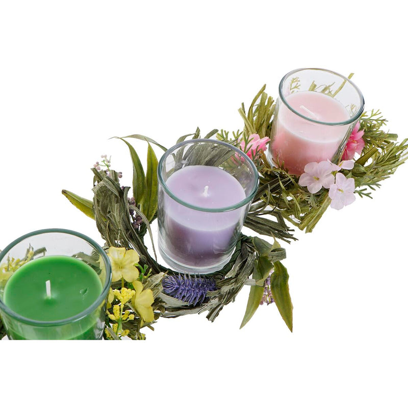 Set di Candele DKD Home Decor Peonia Rosa Lilla Verde Narciso Cera (19 x 9 x 7 cm) (2 Unità) (3 Unità)