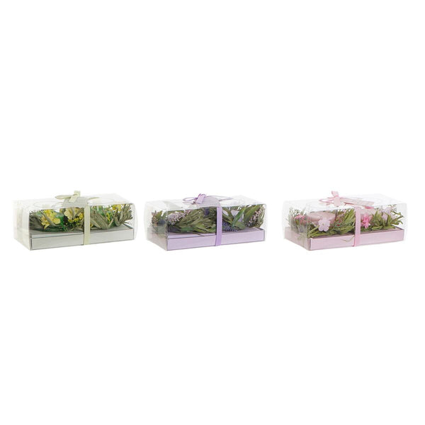 Set di Candele DKD Home Decor Peonia Rosa Lilla Verde Narciso Cera (19 x 9 x 7 cm) (2 Unità) (3 Unità)