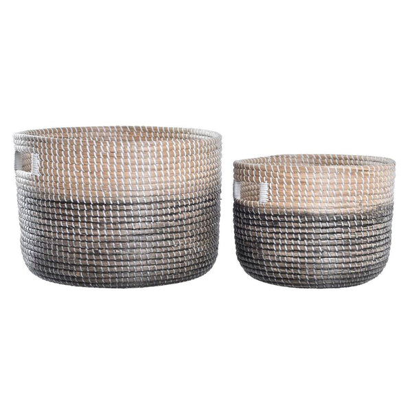 Juego de Cestas DKD Home Decor Natural Gris Hierba marina (42 x 42 x 30 cm) (2 pcs)