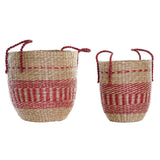 Korb-Set DKD Home Decor natürlich Rot Seegras (2 pcs) (34 x 34 x 40 cm)