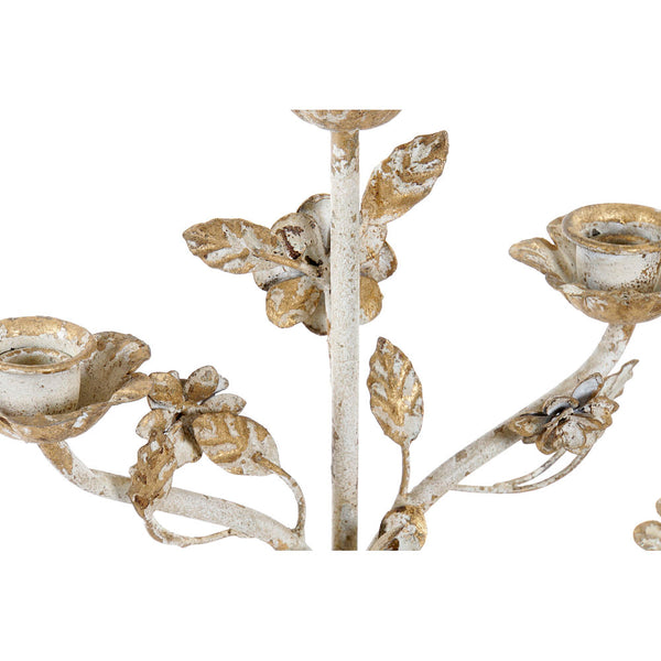 Candelabro Rotondo con Supporto DKD Home Decor Beige Metallo Legno Fiori (62 x 21 x 82 cm) - zannishop