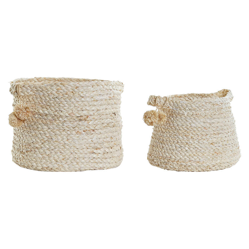 Juego de Cestas DKD Home Decor Fibra Boho (36 x 36 x 29 cm) (2 pcs)