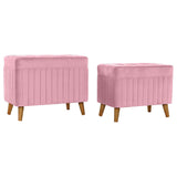 DKD Home Decor Bench Pink (68 x 42 x 55,5 cm) (61 x 36 x 48,5 cm) (2 Stcs)