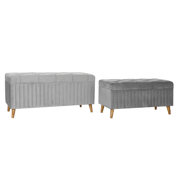 DKD Home Decor Bench Grau (122 x 50 x 58 cm) (100 x 42 x 48 cm) (2 Stcs)